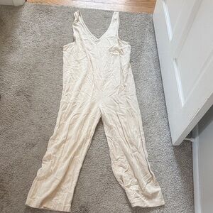 Double Zero Cream Sleeveless V-Neck Jumpsuit
